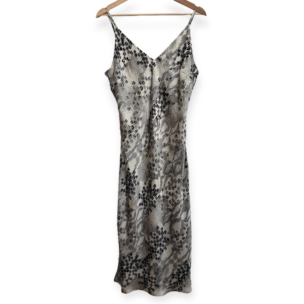 Express Animal Print Satin Midi Slip Dress